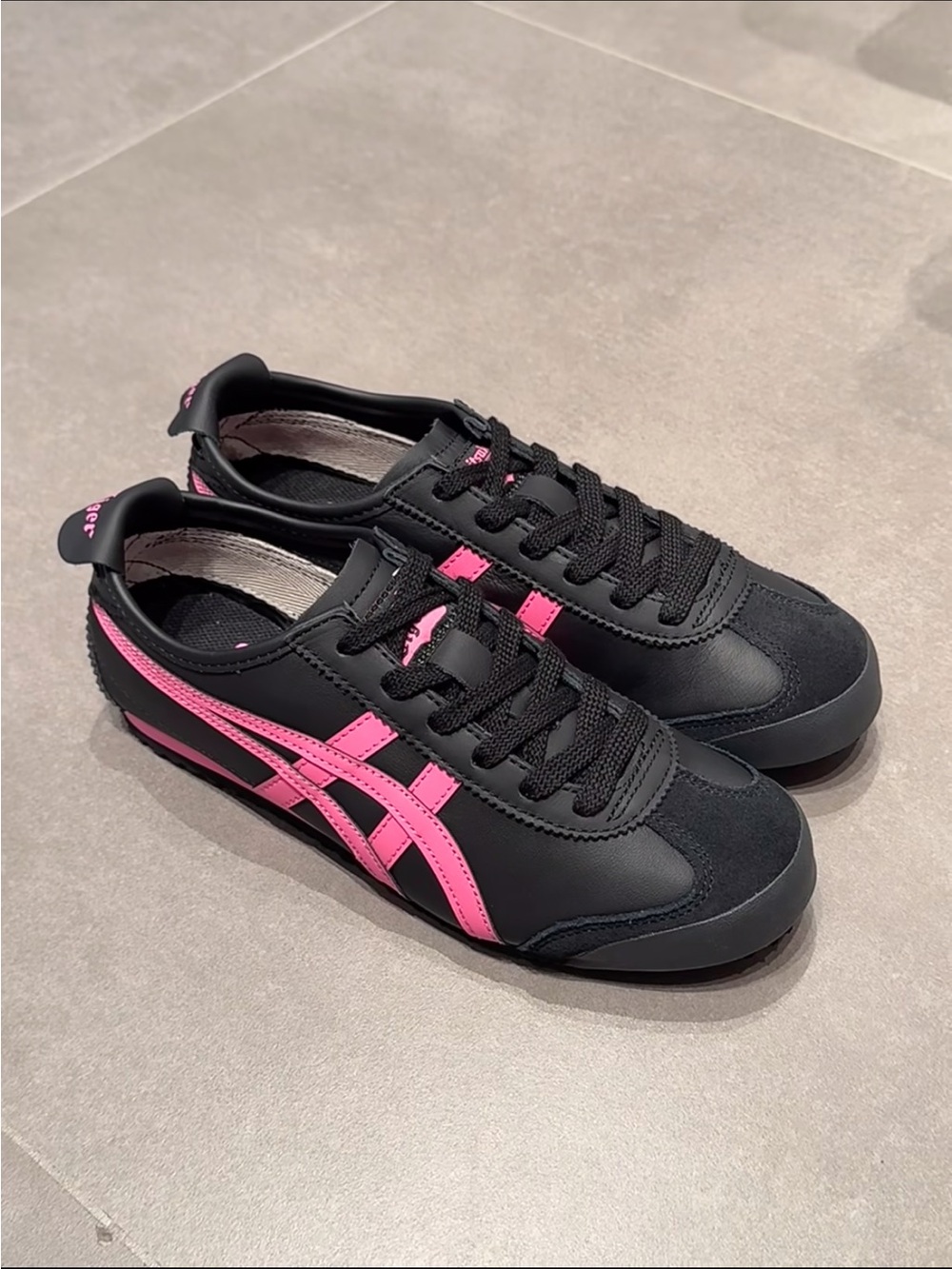 Onitsuka Tiger by Asics Black with Pink Stripes Mexico-66 Style Sneaker